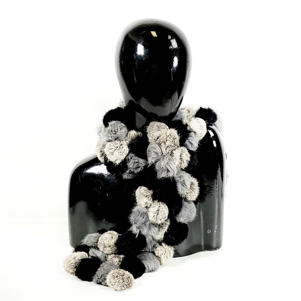 So Soft Real Rabbit Fur Pom Pom Ball Scarf